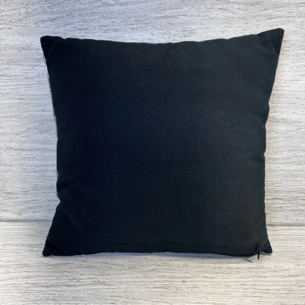 Pottery Barn Beaded Skull‎ Crossbones Pillow Black Silver Square 12x12 Accent